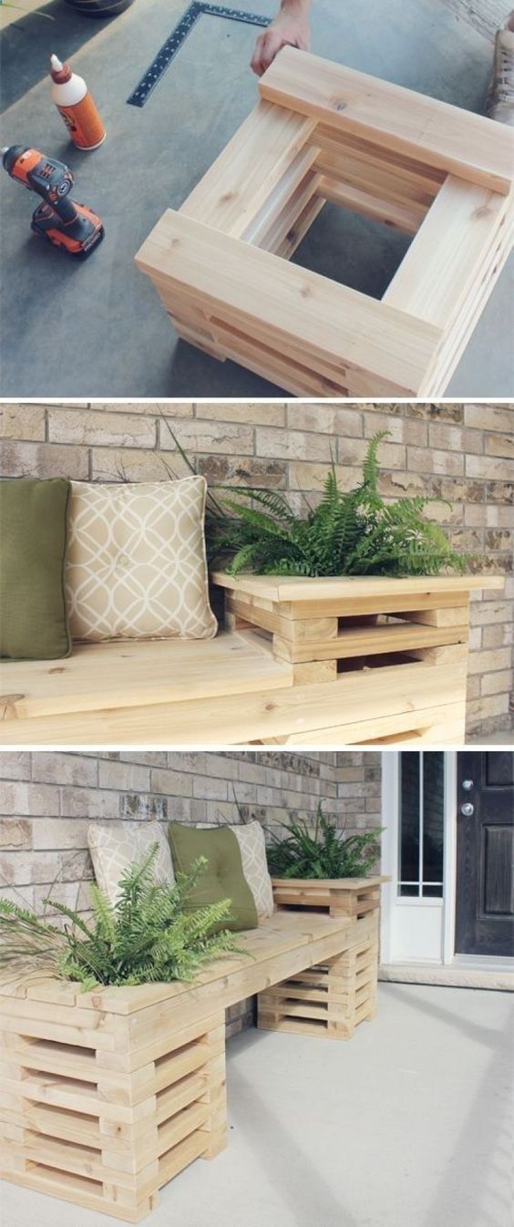 banc de jardin en palette